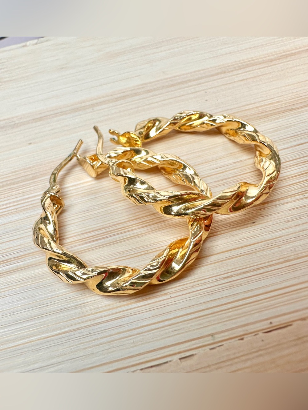 💛18k GP Bronze Twist Hoops Made in Italy